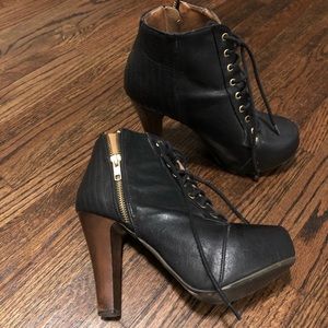 Black lace up booties
